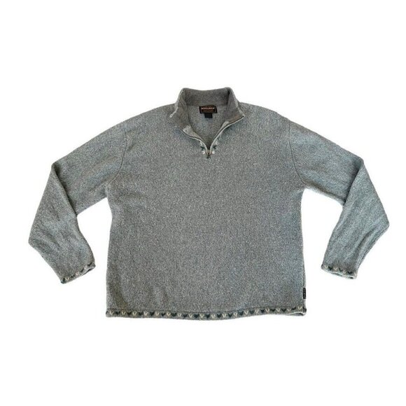 VTG Woolrich Women's Sz XL Aquifer Gray Blue Wool Blend 1/4 Zip Pullover Sweater - Picture 11 of 11